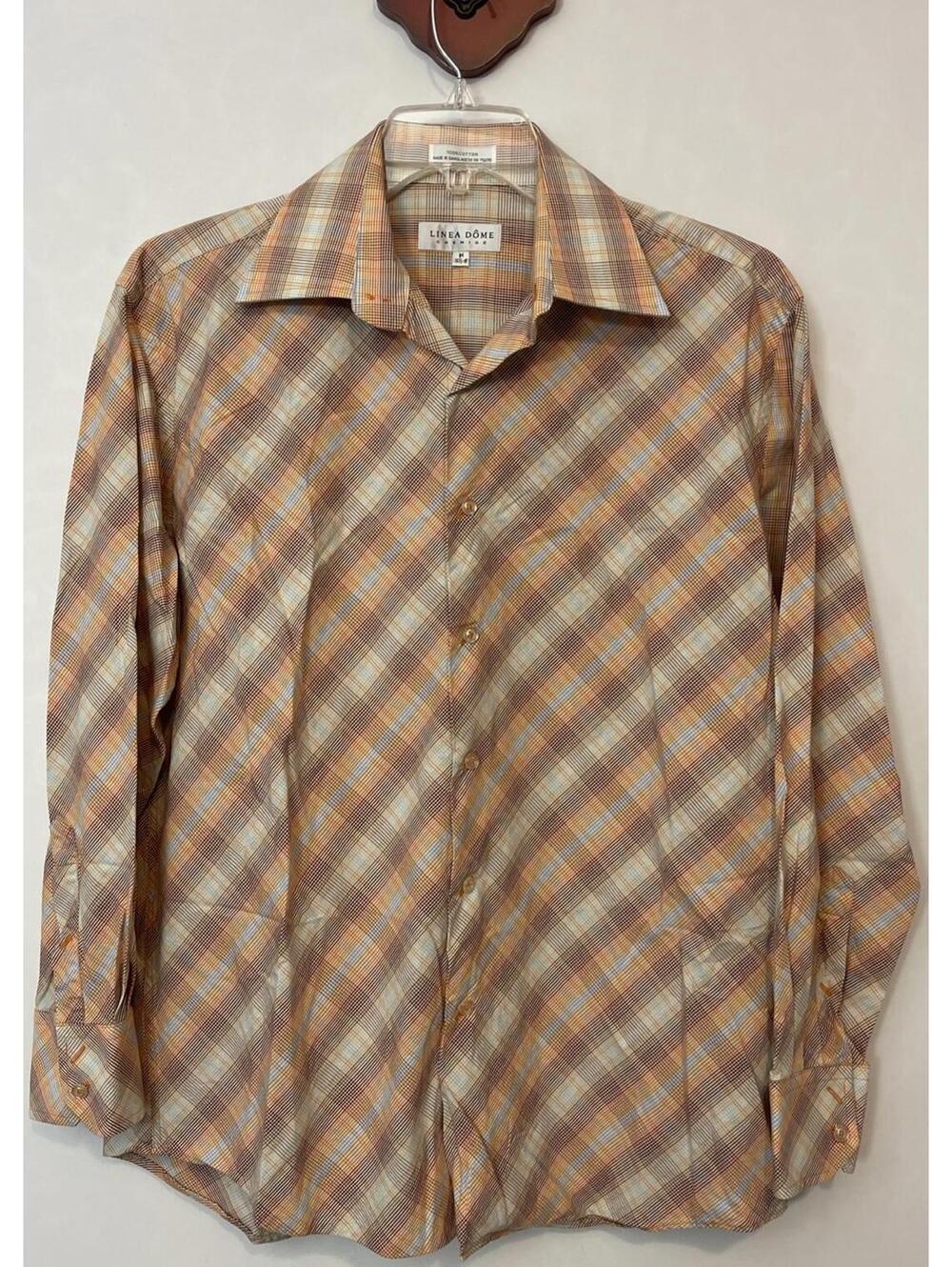 Linea Dome Chemise Mens Medium Colorful Striped Button Collared Shirt! A1137